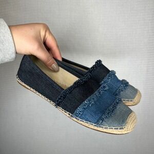 Michael Kors Denim Espadrille Flats Women‎ Size 7M Light Wash Jean Wedge
